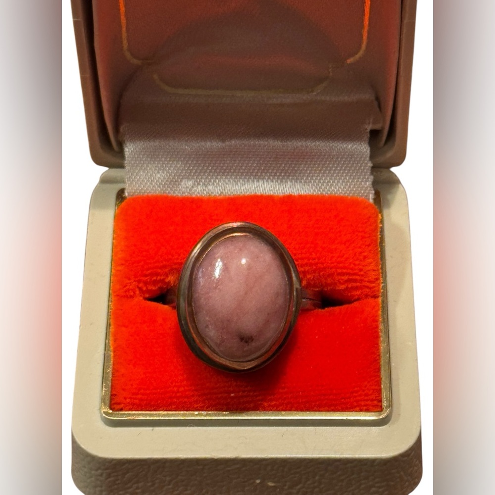 Elegant Vintagr Rose Copper Bell Trading Post Rhodonite Pink Stone Ring